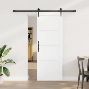 Porta Deslizante vidaXL com Conjunto de Hardware Branco 73.5x198.5 cm Madeira Sólida de Pinheiro