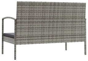 8 pcs conjunto lounge de jardim c/ almofadões vime PE cinzento