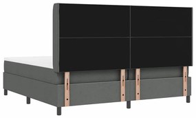 Cama Box com Colchão e LED Cinza Escuro, 200x200 cm em Tecido