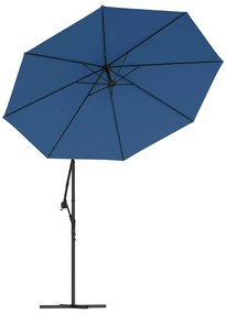 Guarda-sol cantilever c/ luzes LED/poste aço 300 cm azul-ciano