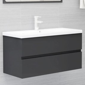 vidaXL Armário lavatório 90x38,5x45 cm derivados de madeira cinzento