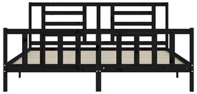 Estrutura de cama com cabeceira 200x200 cm madeira maciça preto