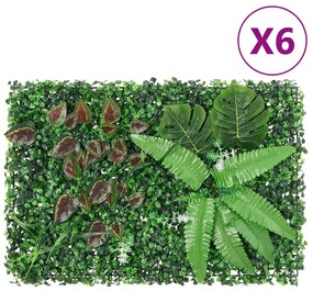  vidaXL Vedação de plantas artificiais 6 pcs 40x60 cm verde