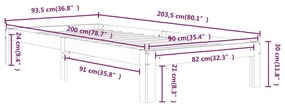 Estrutura de cama 90x200 cm pinho maciço branco