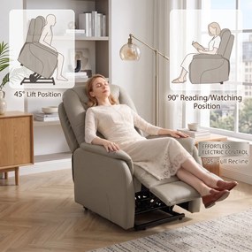 Cadeira Elevatória Elétrica, 92 x 70 x 108 cm, Massagem com Aquecimento, Cinzento