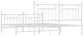 Estrutura de cama com cabeceira e pés 160x200 cm metal branco