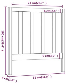 Cabeceira de cama 81x4x100 cm pinho maciço castanho mel