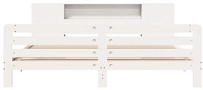 Cama sem colchão 200x200 cm madeira de pinho maciça branco