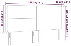 Cabeceira cama c/ abas veludo 183x16x118/128 cm cinzento-escuro