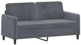 3 pcs conjunto de sofás veludo cinzento-escuro