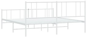 Estrutura de cama com cabeceira e pés 200x200 cm metal branco