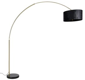 Candeeiro de arco em latão com abajur em tecido preto 50 cm - XXL Moderno
