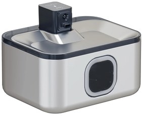 PawHut Fonte de Água para Gatos de Aço Inoxidável 5L Bebedouro Automático com Luz LED Sensor de Movimento e Filtro 25,3x20x18 cm Preto