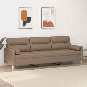 vidaXL Sofá 3 lugares c/ almofadões 210 cm tecido cinza-acastanhado