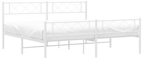 Estrutura de cama com cabeceira e pés 193x203 cm metal branco