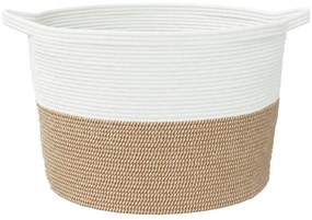 Cesto de arrumação Ø60x36 cm algodão castanho e branco