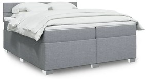 vidaXL Cama com molas/colchão 200x200 cm tecido cinza-claro