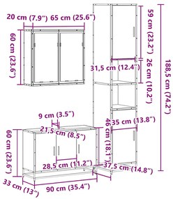 3 pcs conjunto móveis casa de banho derivados de madeira preto