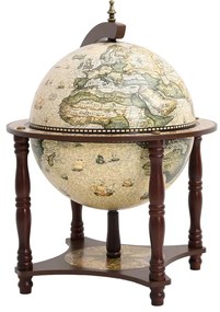 Garrafeira forma de globo madeira eucalipto maciça castanho
