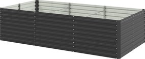 Floreira elevada galvanizada retangular para exterior - fundo aberto - 240 x 120 x 60 cm, cinzento
