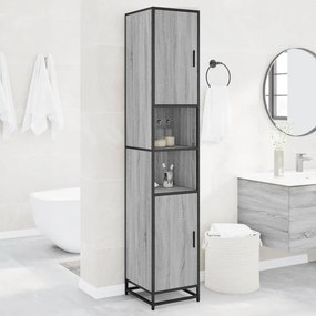 vidaXL Armário de WC derivados de madeira/metal cinzento sonoma
