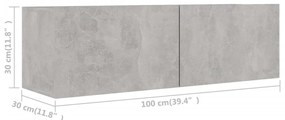 2 pcs conjunto de móveis de TV derivados madeira cinza cimento