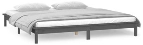 Estrutura de cama c/ LED 140x190 cm madeira maciça cinzento