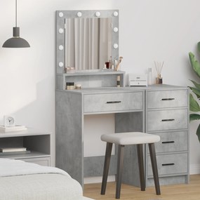 Mesa de Maquilhagem vidaXL com Luzes LED Cinza Concreto 50x41x135 cm