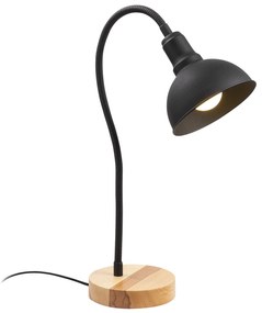 Candeeiro de Mesa Kumluca – Preto e Carvalho – 16 cm Diâmetro, 52 cm A