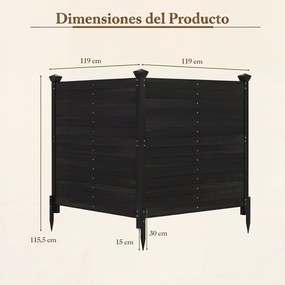 Conjunto de 2 Painéis de Privacidade para o Exterior  119 x 119 cm com Estacas Metálicas para Ar Condicionado, Caixote do Lixo de Jardim, Preto