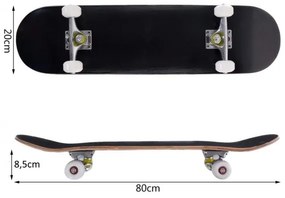 Skateboard Longboards para Crianças Prancha de Madeira de Bordo 79x20cm com 4 Rodas PU Fúcsia Preto