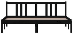 Estrutura de cama 160x200 cm madeira maciça preto