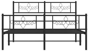 Estrutura de cama com cabeceira e pés 150x200 cm metal preto