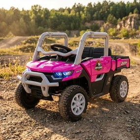 Carro elétrico para crianças 1 a 6 anos 12V 4x4 Buggy 1000RR rodas borracha e controlo remoto Rosa