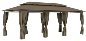 vidaXL Gazebo c/ cortinas 600x298x270 cm 180 g/m² cinzento-acastanhado
