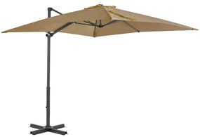 vidaXL Guarda-sol cantilever c/ poste alumínio cinzento-acastanhado