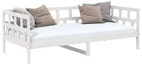 Sofá-cama 80x200 cm madeira de pinho maciça branco