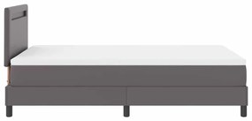 Cama Box com Colchão Cinza, 120 x 200 cm em Couro Sintético