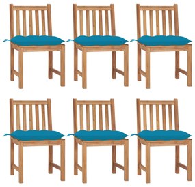 vidaXL Cadeiras de jardim 6 pcs c/ almofadões madeira de teca maciça
