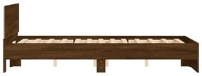 Estrutura cama cabeceira/luzes LED 135x190 cm carvalho castanho