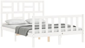Cama sem colchão 140x200 cm madeira de pinho maciça branco