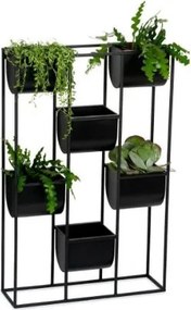 Vaso Múltiplo de Parede em Metal Preto 49 x 15 x 76 cm