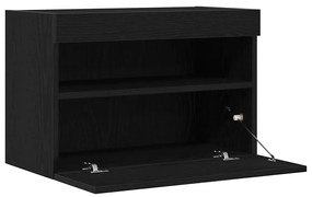 Cabinet de TV vidaXL com Luzes LED Carvalho Preto 60x30x40 cm