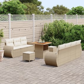 Conjunto de Sofá para Jardim vidaXL de 10 peças com Almofadas Bege em