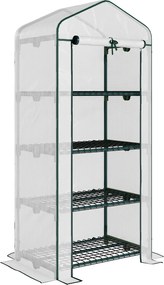 Outsunny Estufa de Jardim com 4 Prateleiras e Cobertura de PE Estufa de Aço para Cultivo de Plantas Flores 70x50x160cm Branco | Aosom Portugal