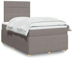 Cama boxspring c/ colchão 120x190cm tecido castanho-acinzentado