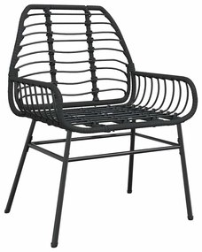 Conjunto de jantar jardim 7 peças vidro vime PE preto