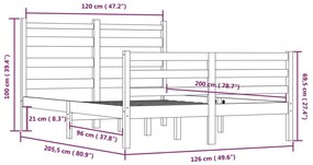 Estrutura de cama 120x200 cm madeira de pinho maciça