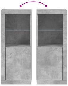 Aparador com luzes LED 41x37x100 cm cinzento cimento