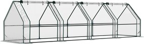 Outsunny Mini Estufa de Jardim mini estufa túnel 4 janelas com zíper enroláveis Aço PE 140 g/m² Anti-UV 360x90x90cm Transparente | Aosom Portugal